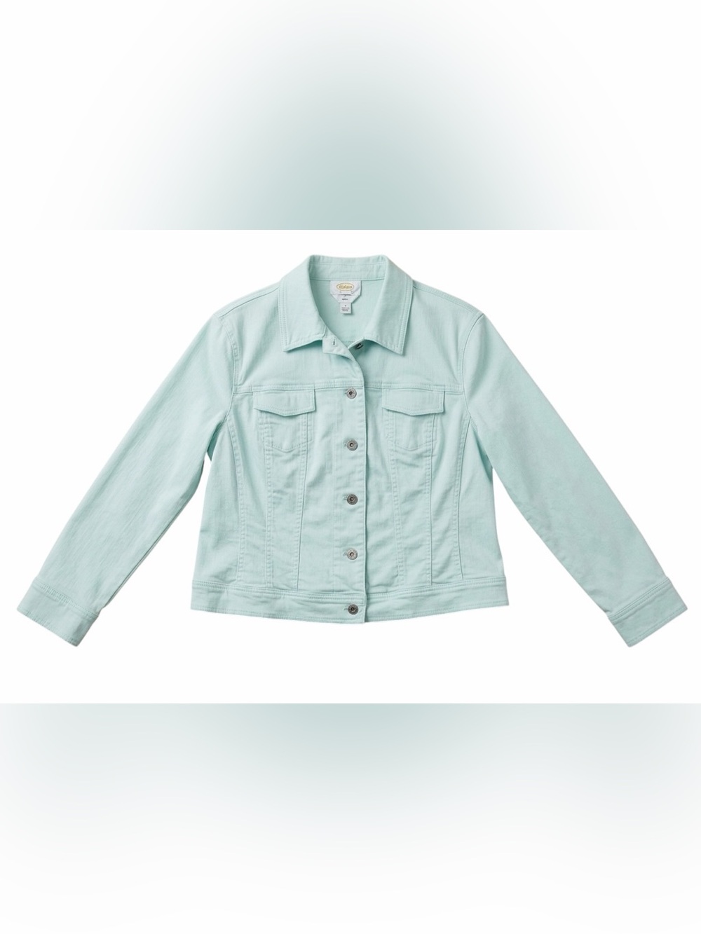 Talbots Classic Pastel Denim Jean Jacket — Light Mint Blue / Aqua Size 18